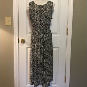 VINTAGE KARI NEW YORK SLEEVELESS DRESS SZ 16 WITH MATCHING TIE BELT